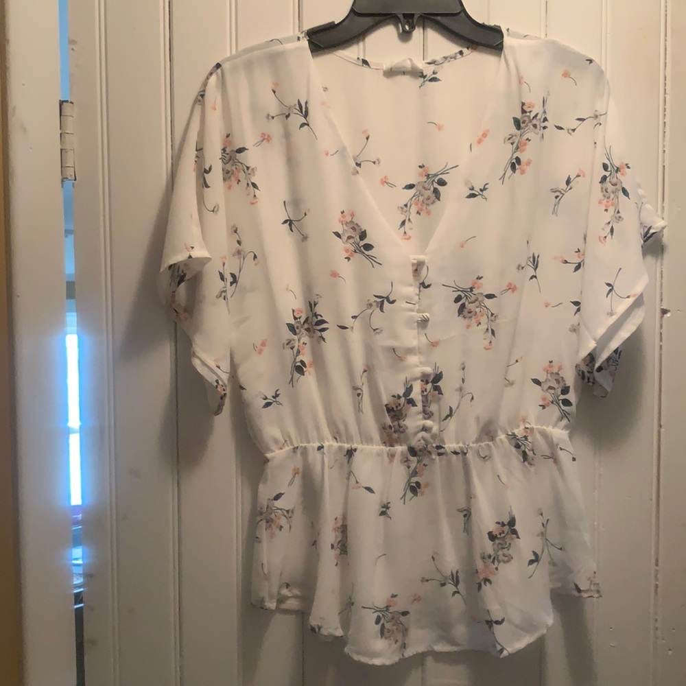 White Floral Blouse